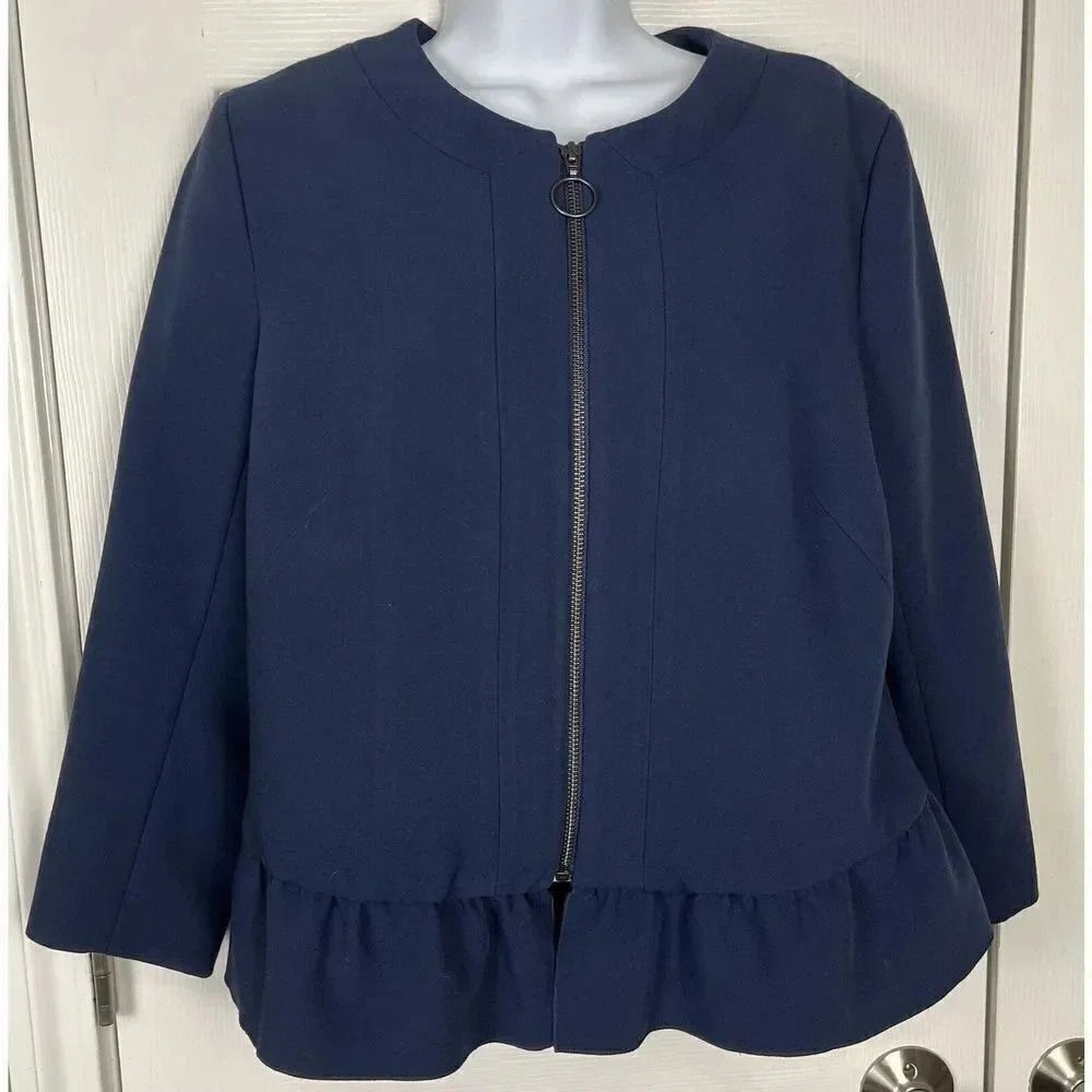 Bananaโ Republic Peplum Ruffle Navy Jacket Womenโs Sizeโ6